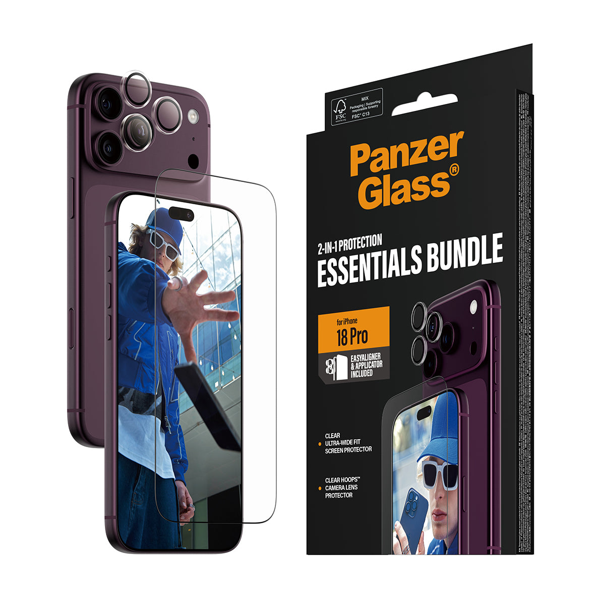 PanzerGlass Displayschutz (Folie), fettabweisend – für iPhone 18 Pro Max – mit Applikator