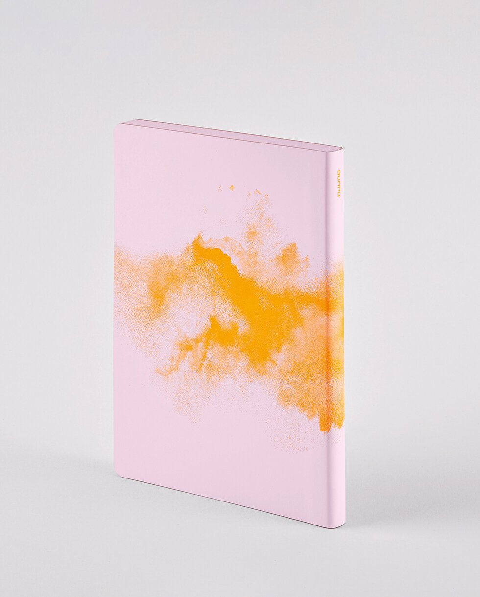 nuuna Notizbuch – A5 – 176 Seiten – 120 g/m² – Softcover, nummeriert, recyceltes Leder – orange/rot/rosa