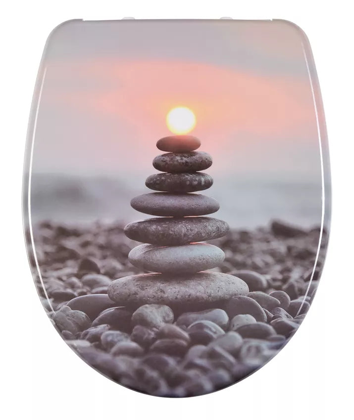 Diaqua Nice Zen Rock – WC-Sitz – Duroplast, Absenkautomatik, mit Deckel, verlängert, 36,5 × 45 cm