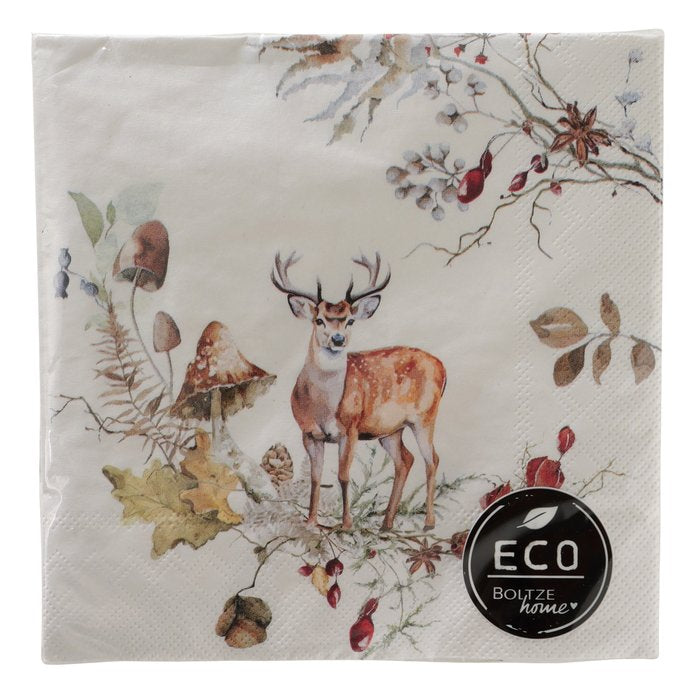 Boltze Servietten Waldtiere – 16,5 × 16,5 cm, 3-lagig – 20 Stück