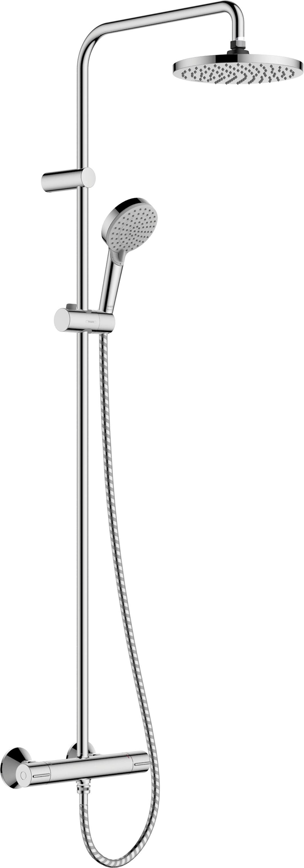 Hansgrohe Duschsystem Vernis Blend 200 – 27,7×52,8×123 cm, Kunststoff, Thermostat, Chrom