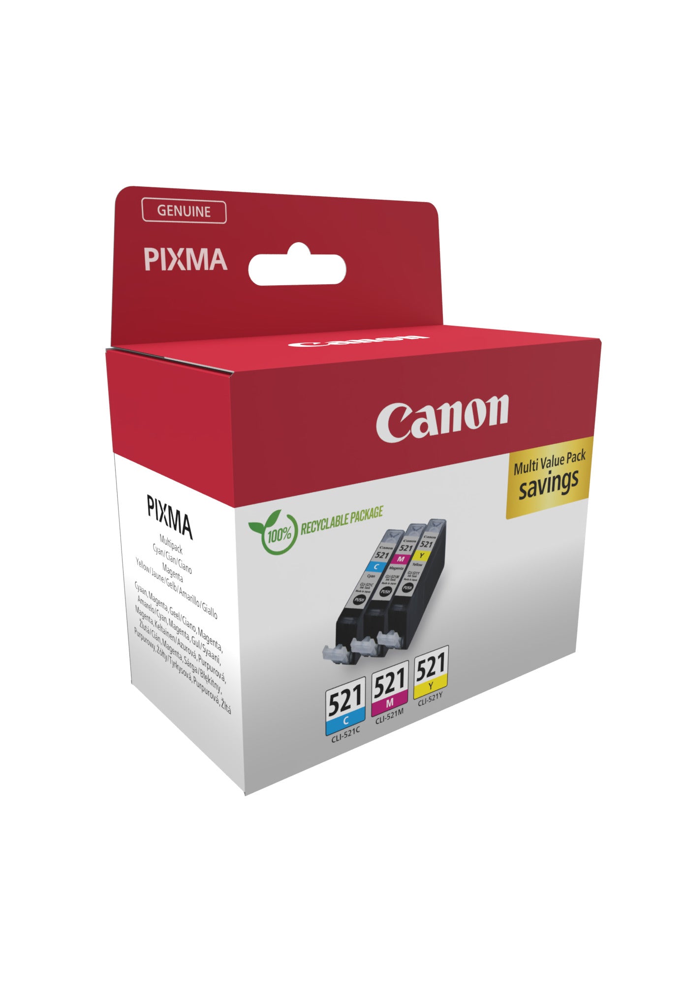 Canon Tintenpatronen-Multipack CLI-521, Cyan, Magenta, Gelb