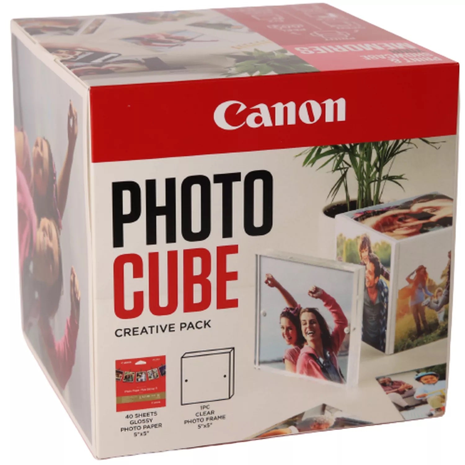 Canon Photo Cube Creative Papier-Set – glänzend, 127 × 127 mm, 40 Blatt, inkl. Rahmen – für Canon-Drucker