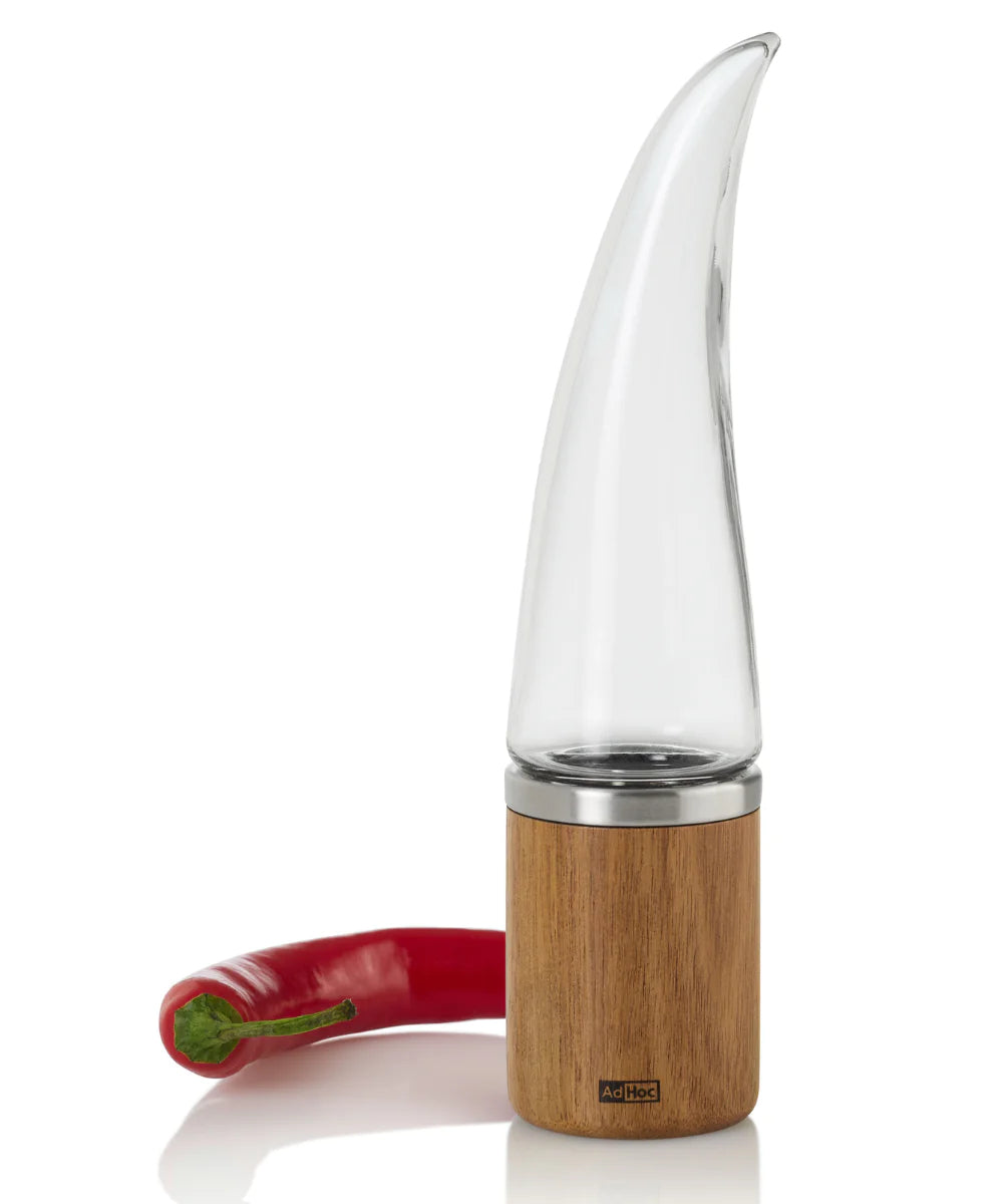 AdHoc Salz-/Pfeffermühle 22 cm, Akazienholz/Edelstahl/Glas, Braun, für Chili, Gewürze