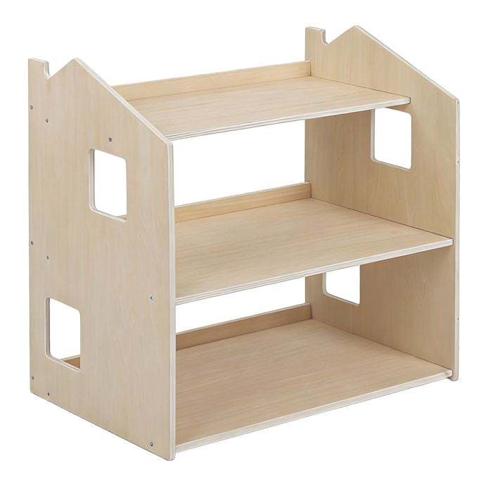 Relaxdays Kinderregal Hausform – 3 Böden – 61 × 39 × 59 cm – 22,5 kg – Hellbraun – MDF, Sperrholz – 1 Stk.