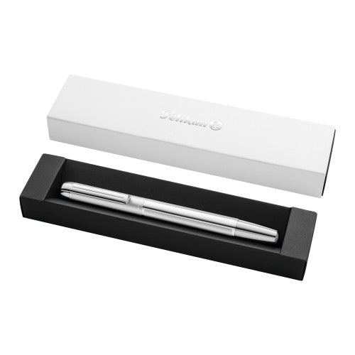 Pelikan PURA eloxiertes Aluminium – Federspitze F – silber – Patronen