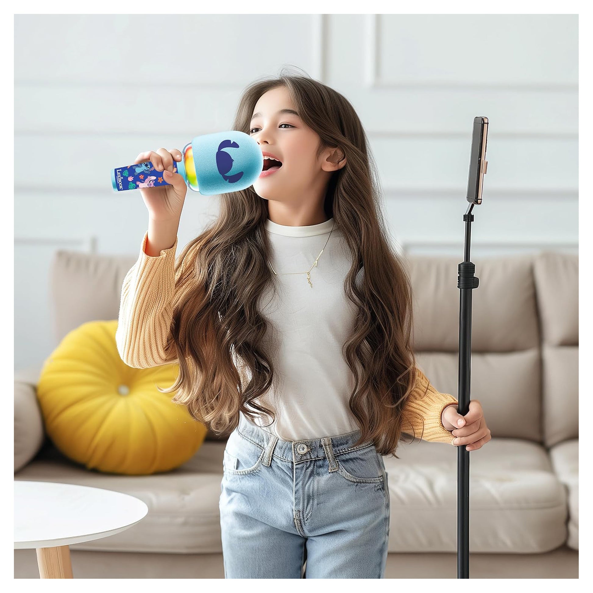 Lexibook Disney MIC280D Mikrofon – Stitch – Bluetooth, Akku, Lichteffekte – 8,7 × 21,0 × 8,7 cm – ab 6 J.