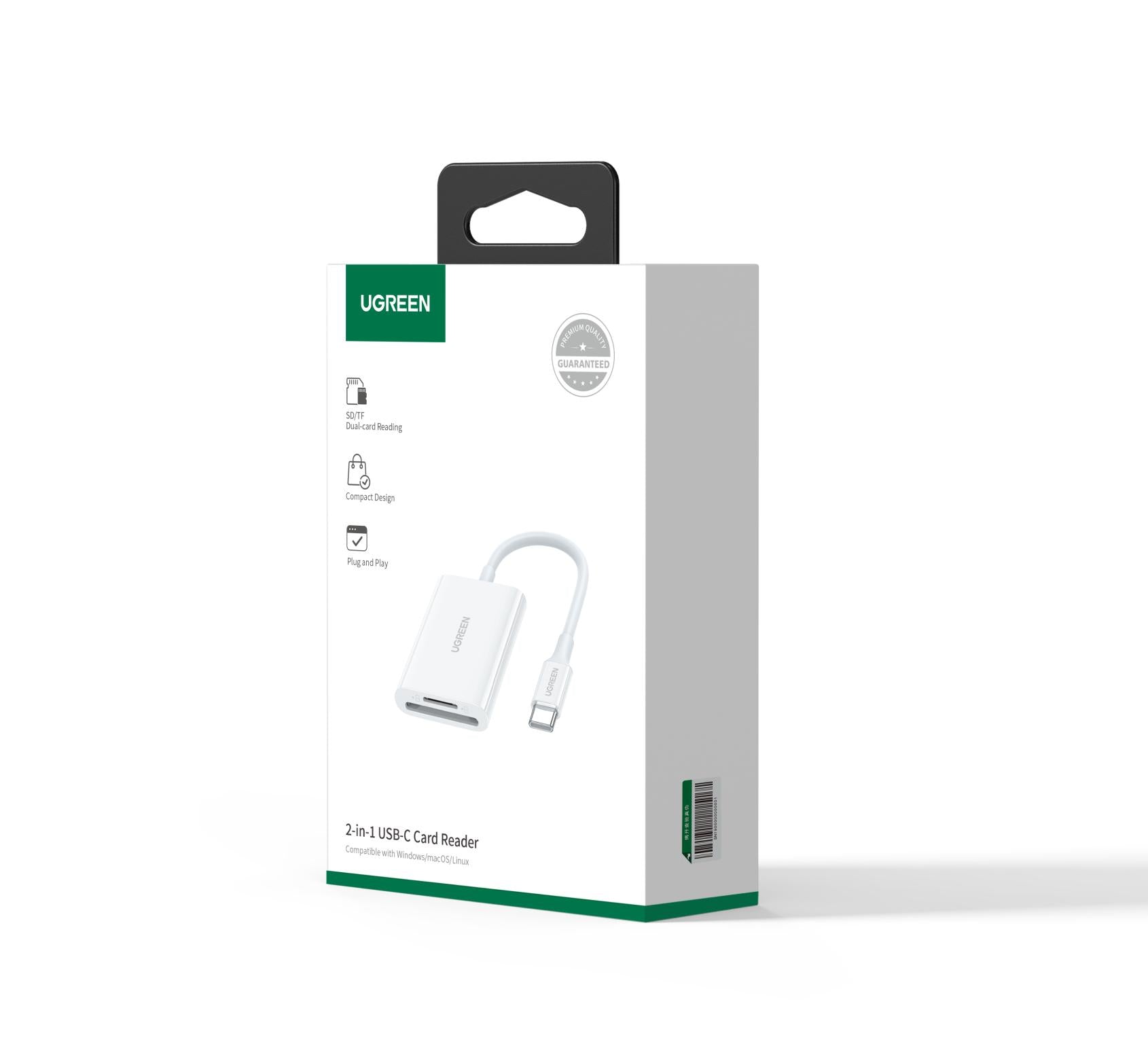 Ugreen 35506 Kartenleser – USB-C, 2 Steckplätze, USB 3.2 Gen 1 (5 Gbit/s), für SD/TF (SDHC/SDXC)