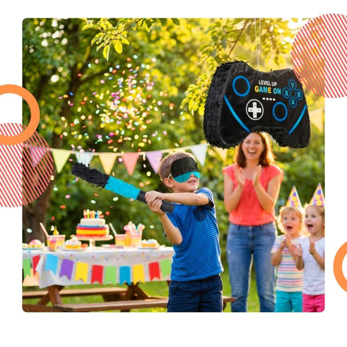 Relaxdays Pinata Gaming – mehrfarbig – 40 × 7 cm – Papier/Karton/Kunststoff