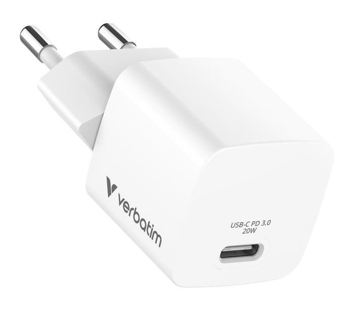 Verbatim 32395 USB-Ladegerät 20 W – USB-C×1 – PD 3.0, GaN – EU-Stecker (Typ C)