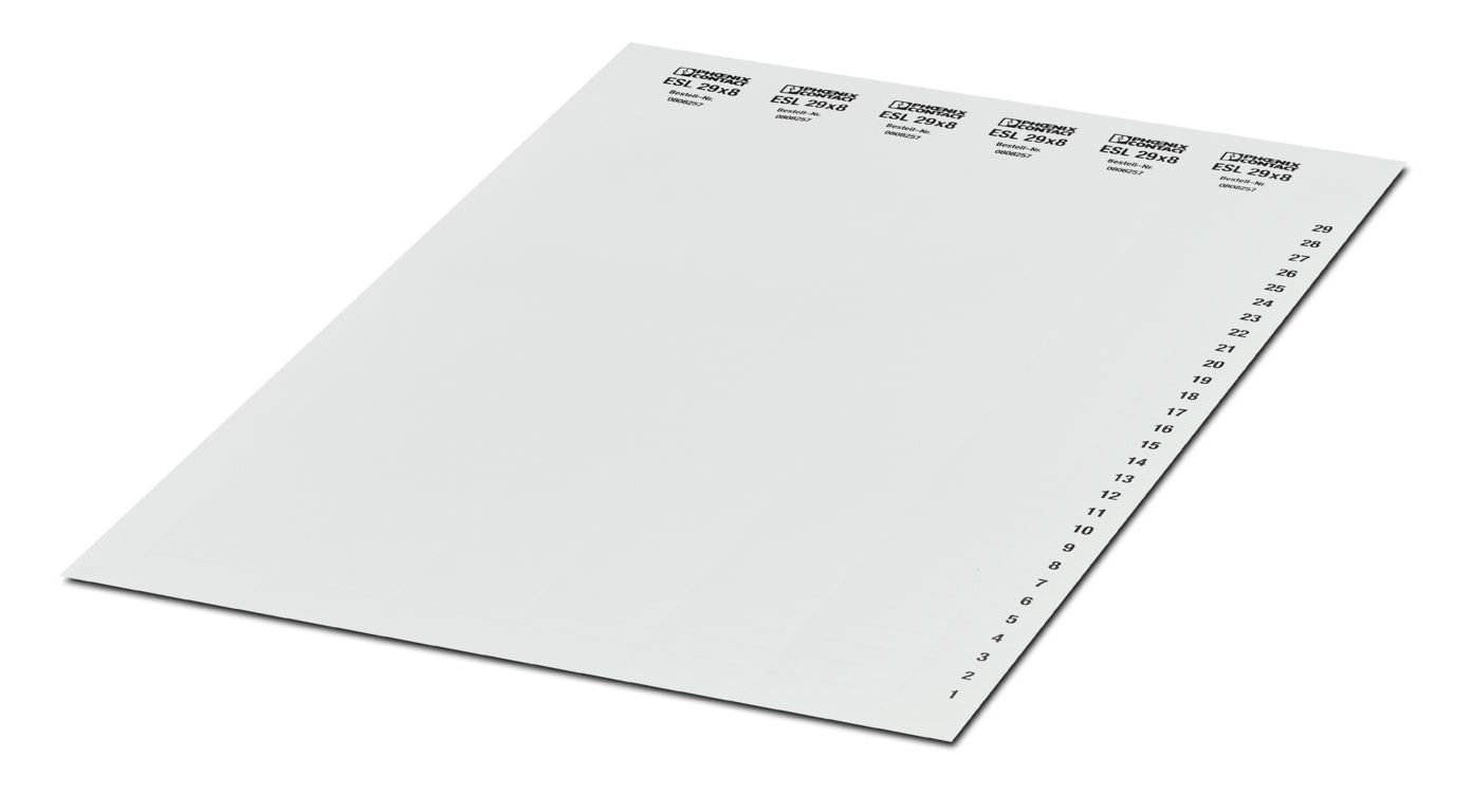Phoenix Contact Kabelbeschriftung ESL 29X8 – 29 mm × 0,01 m, Polyester, Weiss, mit Beschriftungsfeld