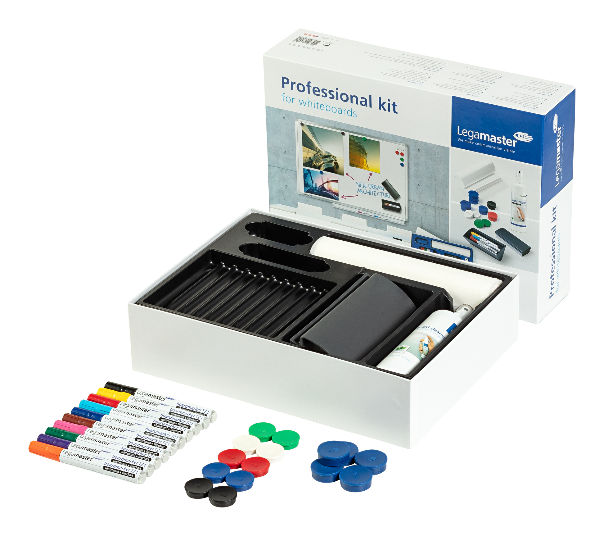 Legamaster Starter-Kit – für Whiteboards, inkl. 5 Haftmagnete 35 mm – 77-teilig