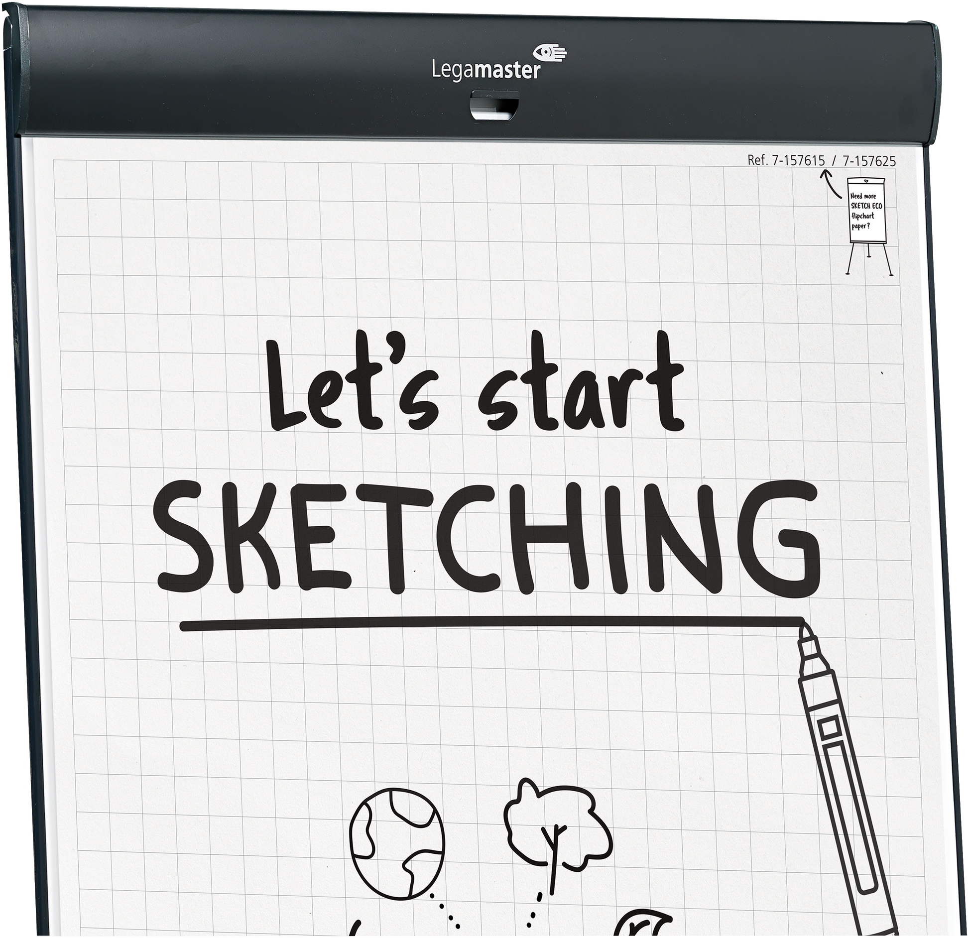 Legamaster Flipchart-Block SKETCH PRO – 72 × 205 cm, schwarz, Stahl