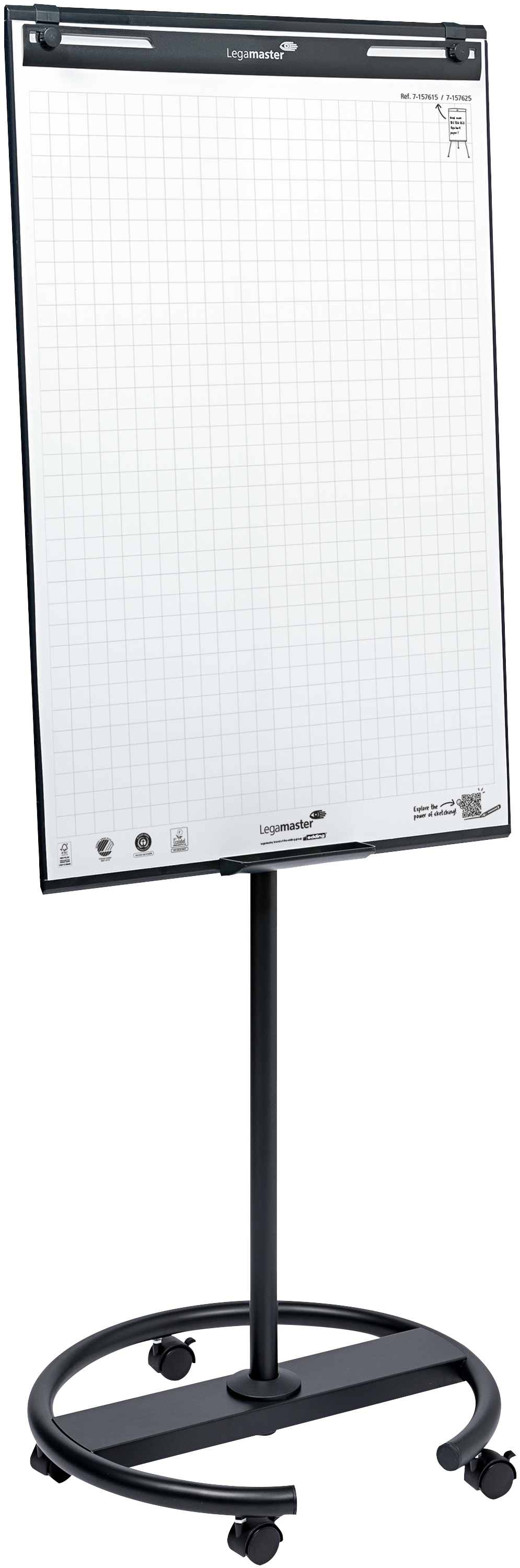 Legamaster Flipchart-Block SKETCH ECO – 65 × 98 cm, 20 Blatt/Block, 5 Blöcke, kariert, weiss, Papier