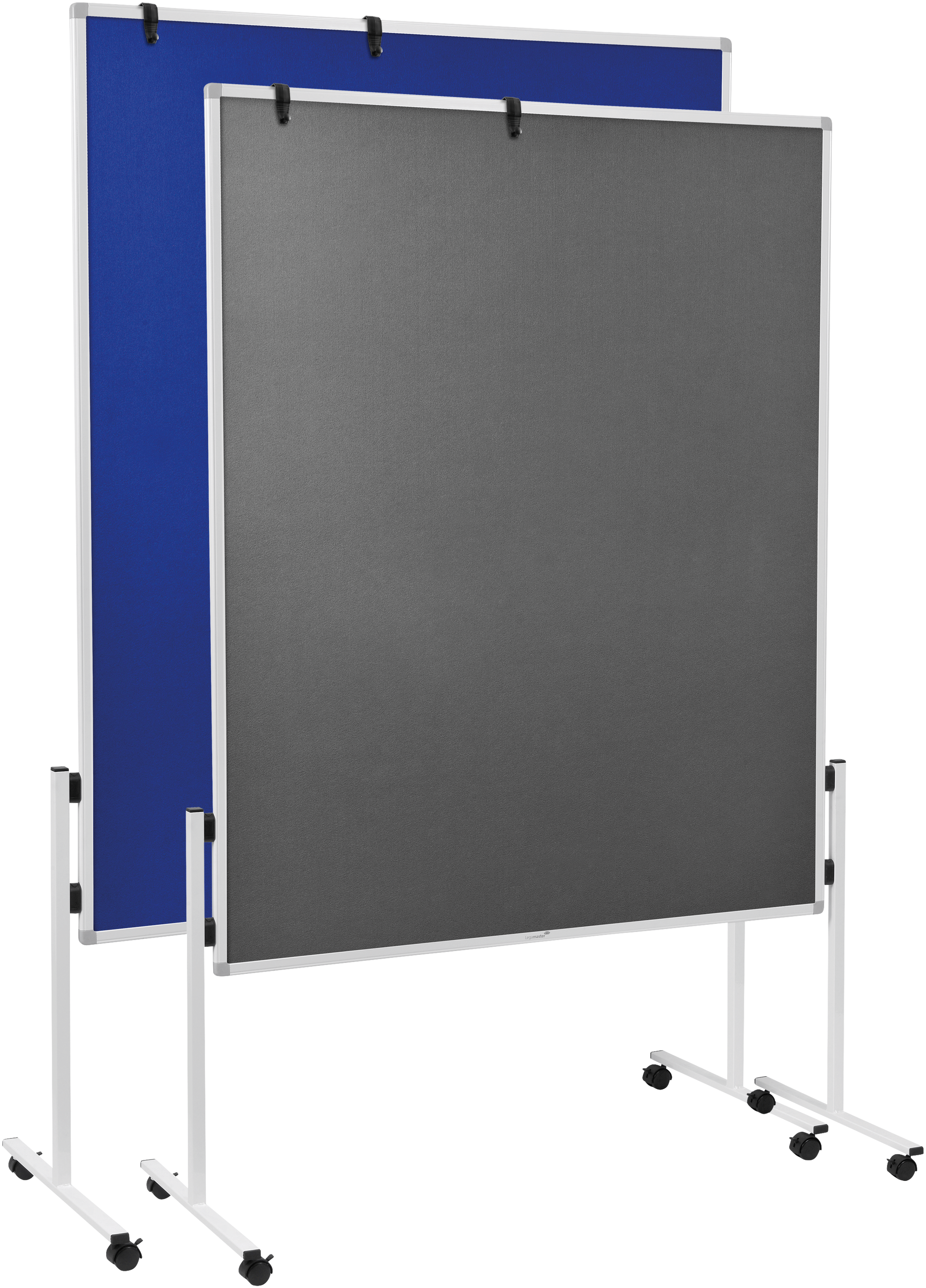 Legamaster Moderationswand – Filz, mit Rollen, doppelseitig – 120 × 150 cm – Grau, Alurahmen