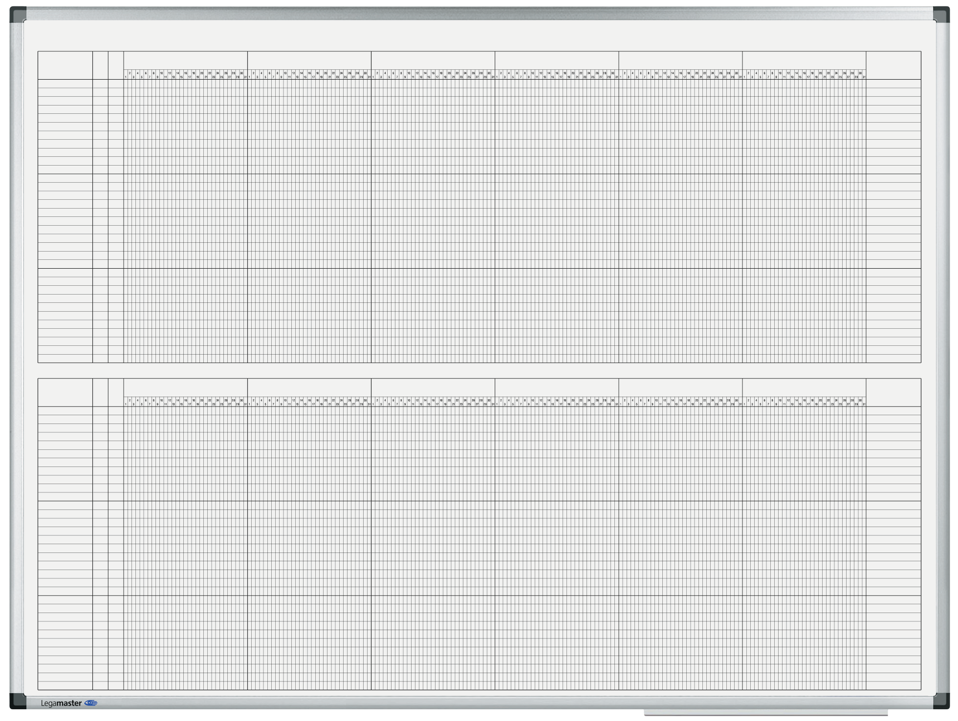 Legamaster Jahresplaner – magnetisch, trocken abwischbar – Alurahmen – 120 × 90 cm