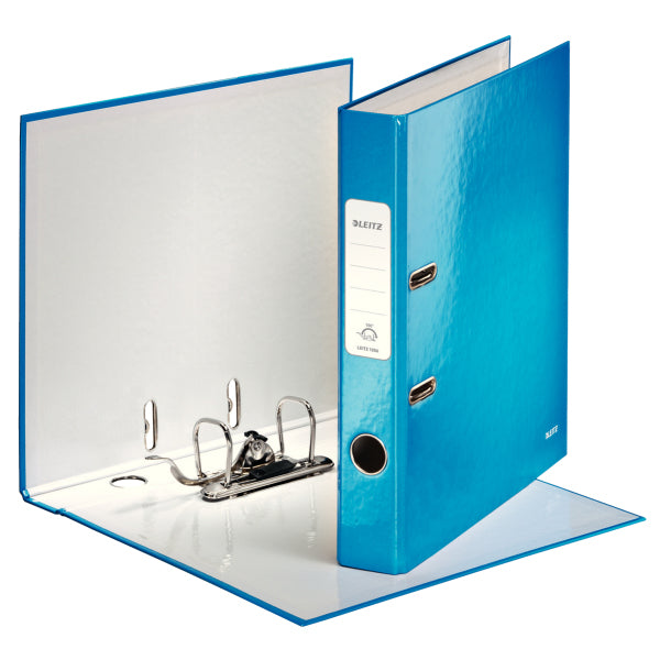 Leitz Ordner – A4 hoch – 2-Ring Hebelmechanik, Rücken 50 mm – blau, Karton, mit Niederhalter, FSC
