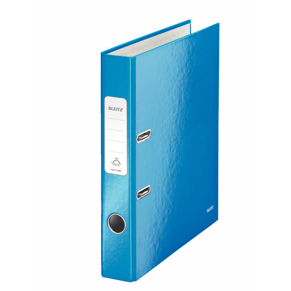 Leitz Ordner – A4 hoch – 2-Ring Hebelmechanik, Rücken 50 mm – blau, Karton, mit Niederhalter, FSC