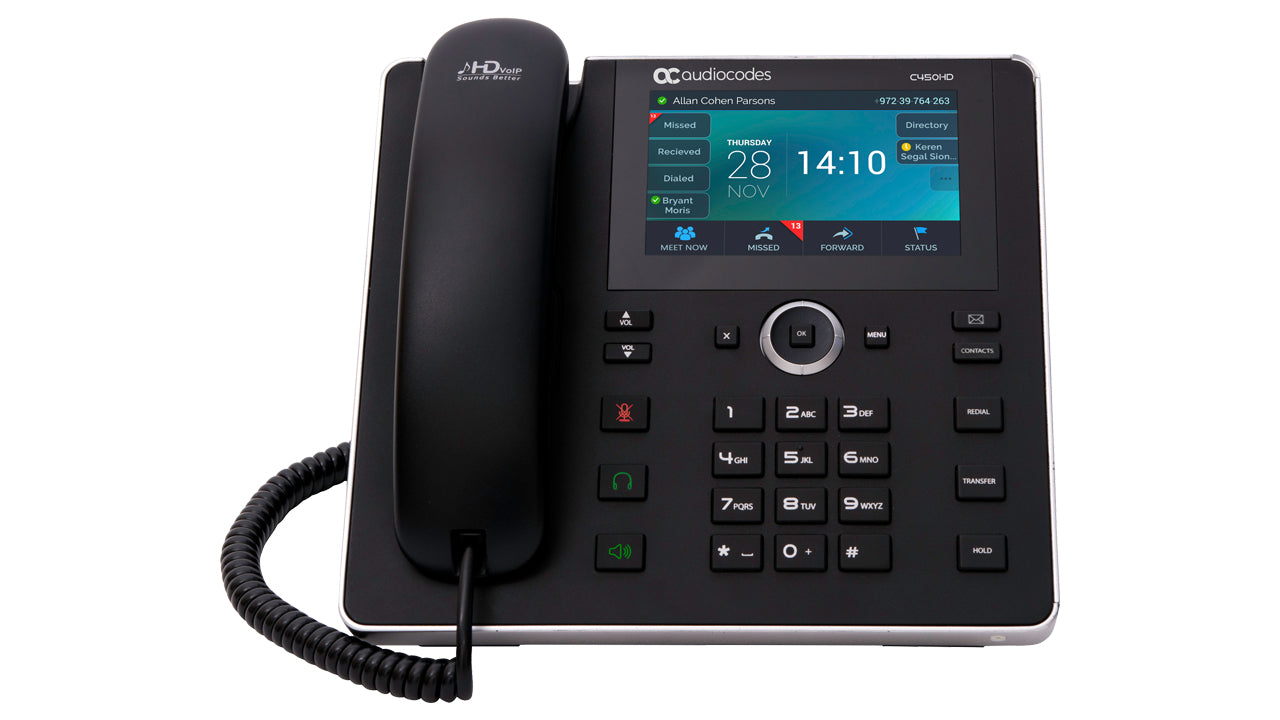AudioCodes C450HD – IP-Telefon für Skype for Business, PoE, mit externem Netzteil