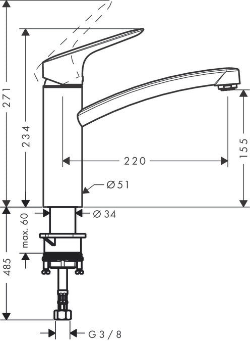 Hansgrohe Einhebelmischer (Waschbecken) Logis M31 – 5,1×27,1×23,4 cm, Metall, Chrom