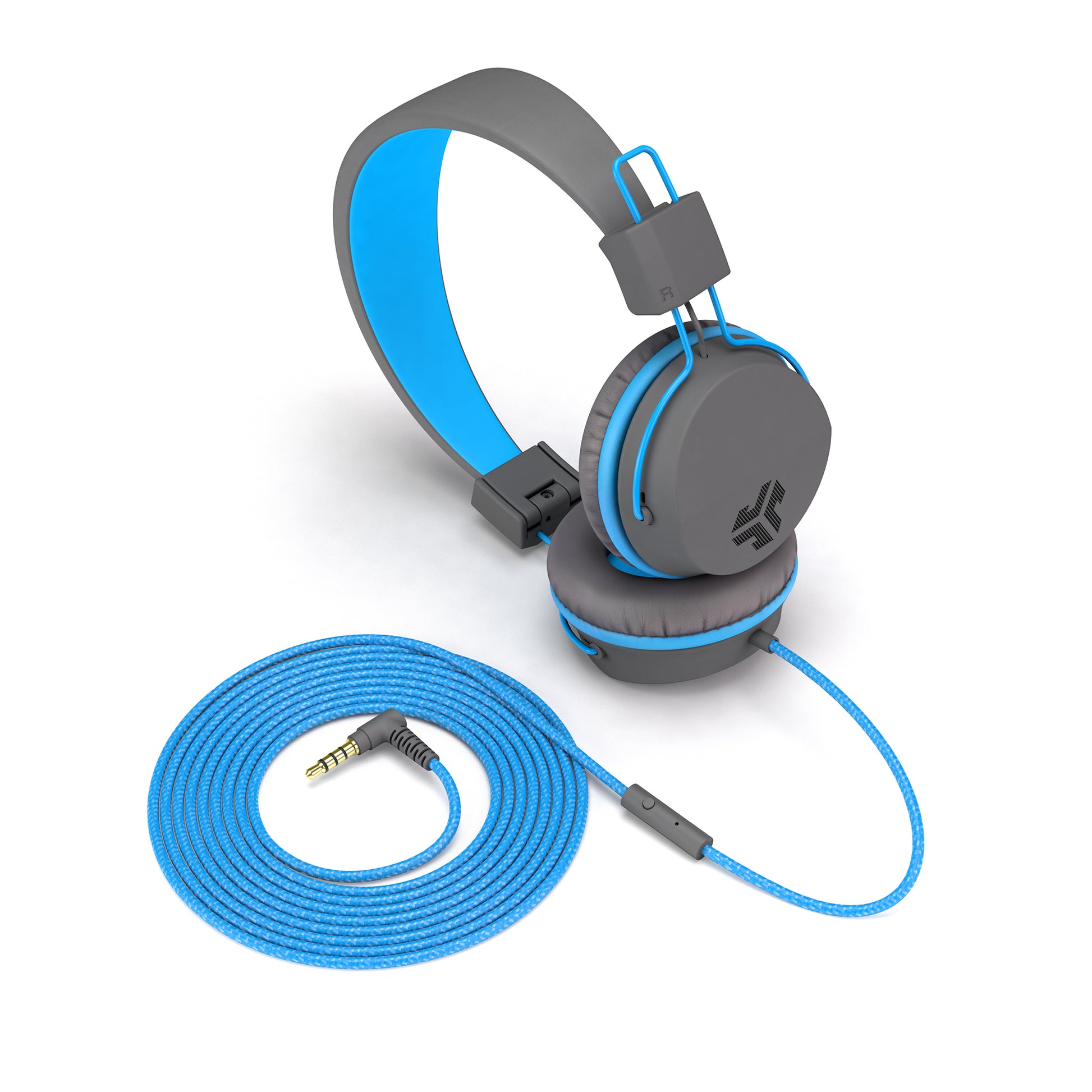 JLab JBuddies Studio Kinderkopfhörer – Over-Ear, Stereo, Kabelgebunden, 3,5 mm Klinke, Blau/Graphit