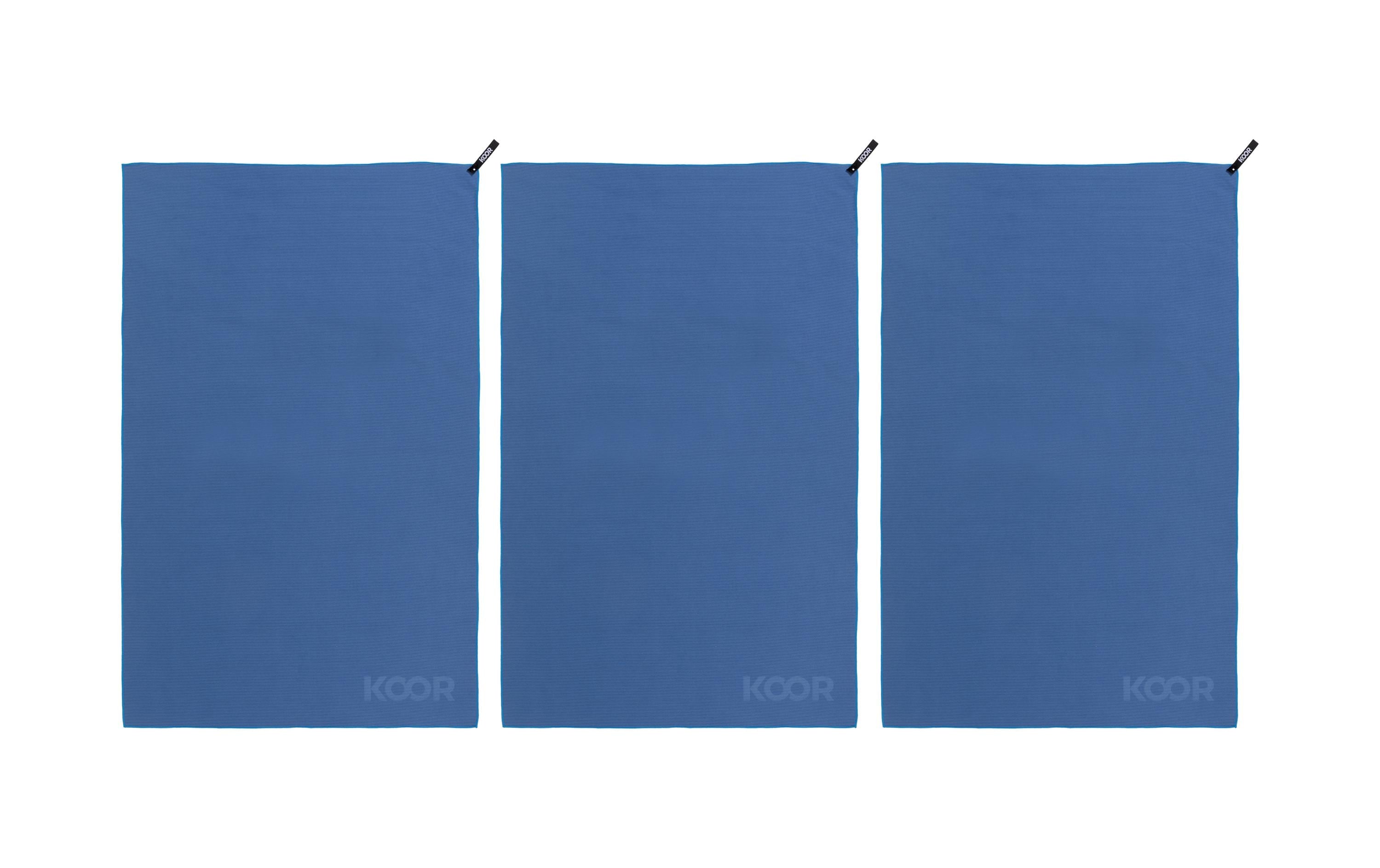 KOOR Handtuch-Set Silva – 3-teilig (3× 55 × 90 cm), Blau, Polyester/Polyamid