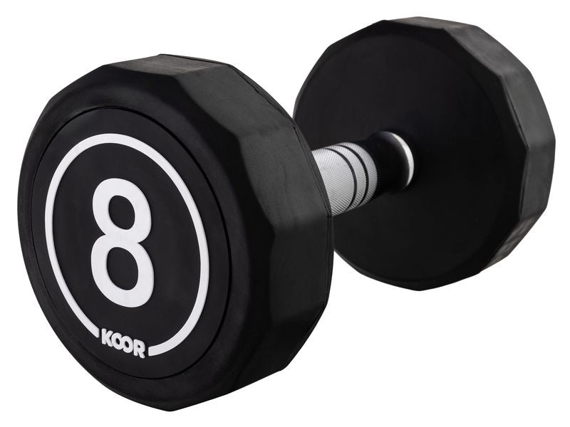 KOOR Kurzhantel – 8 kg – 14,5 × 14,5 × 25,5 cm – Gummi, schwarz