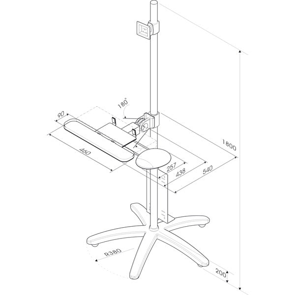 ROLINE Bodenständer/TV-Wagen – 1 Monitor – VESA 75×75/100×100 mm – bis 6 kg/Monitor – Silber