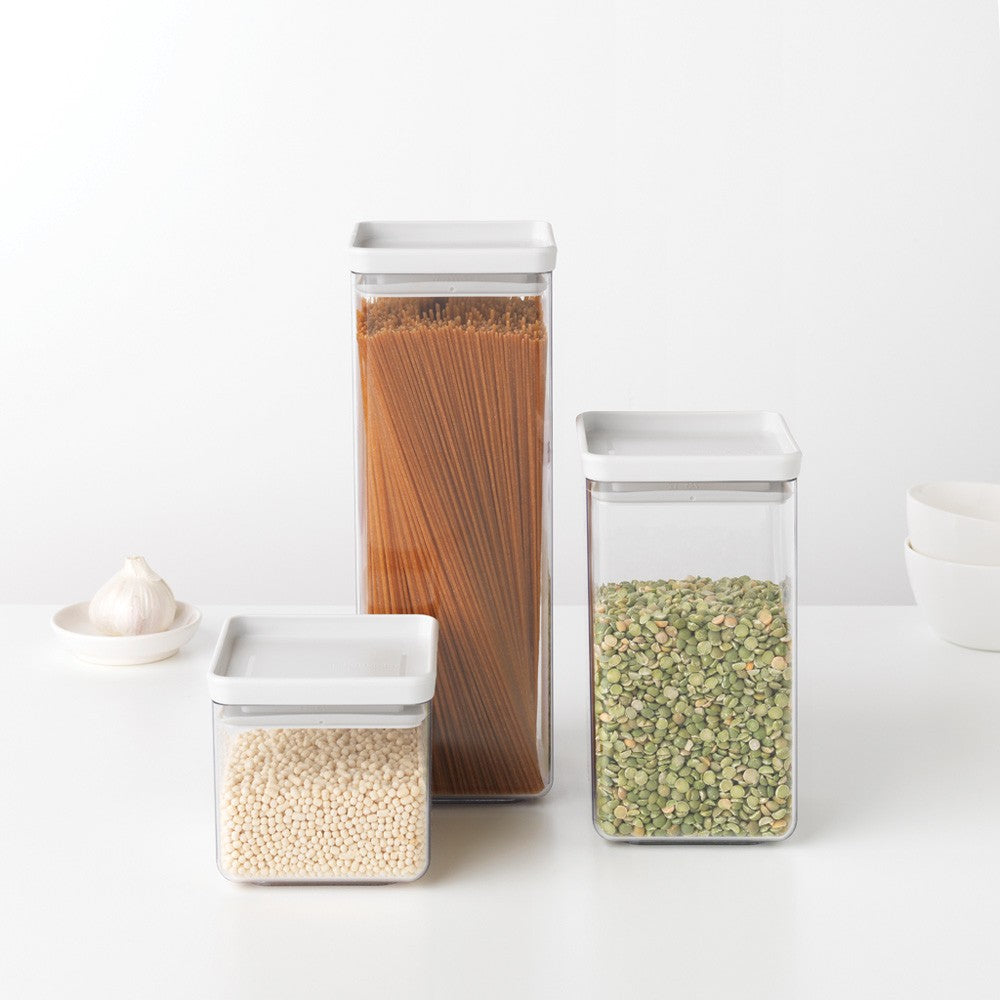 Brabantia Vorratsdose 700 ml, 11 × 11 × 10,5 cm, Kunststoff/Silikon, Transparent/Weiss
