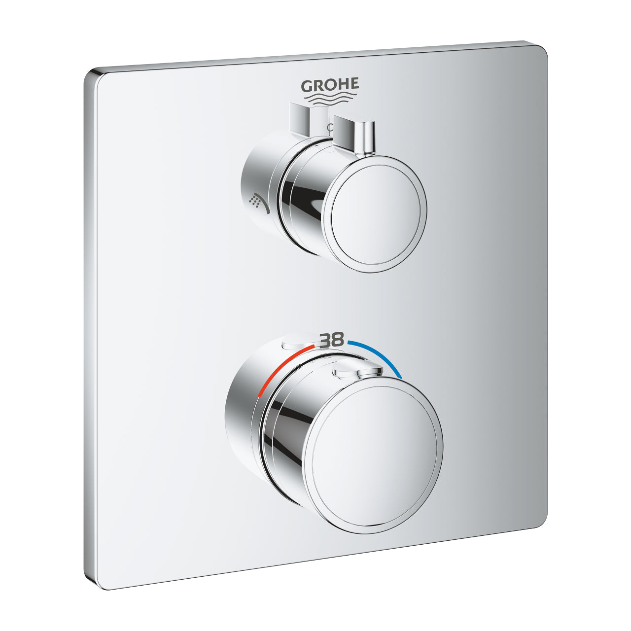 GROHE Grohtherm Thermostat-Brausebatterie – Anschlussmass 43 mm, Chrom, Messing, für Badewanne & Dusche