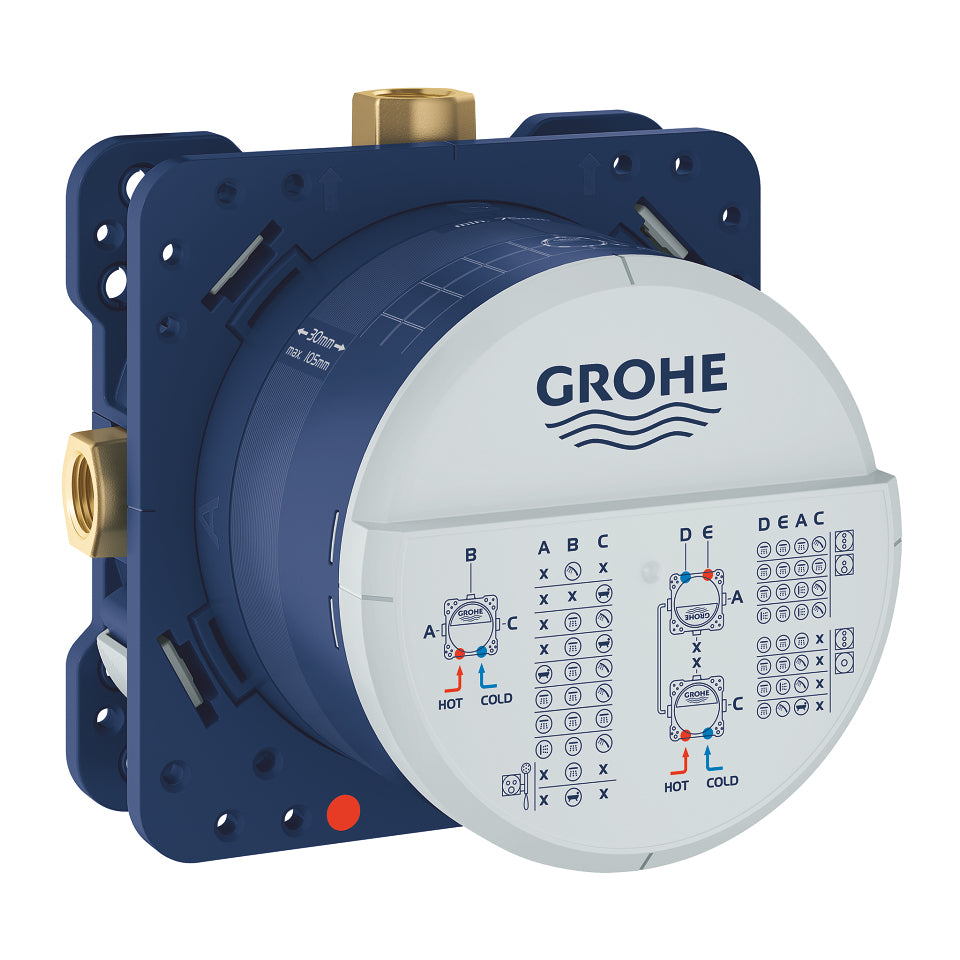 GROHE Badebatterie (Unterputz) Rapido SmartBox – 18,5×18,5×17 cm, Messing/Kunststoff, für 1/2"-Anschluss