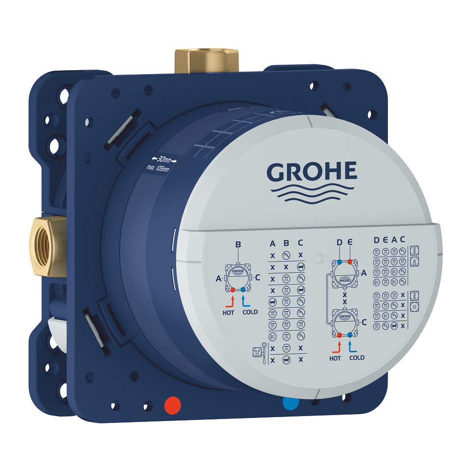 GROHE Badebatterie (Unterputz) Rapido SmartBox – 18,5×18,5×17 cm, Messing/Kunststoff, für 1/2"-Anschluss