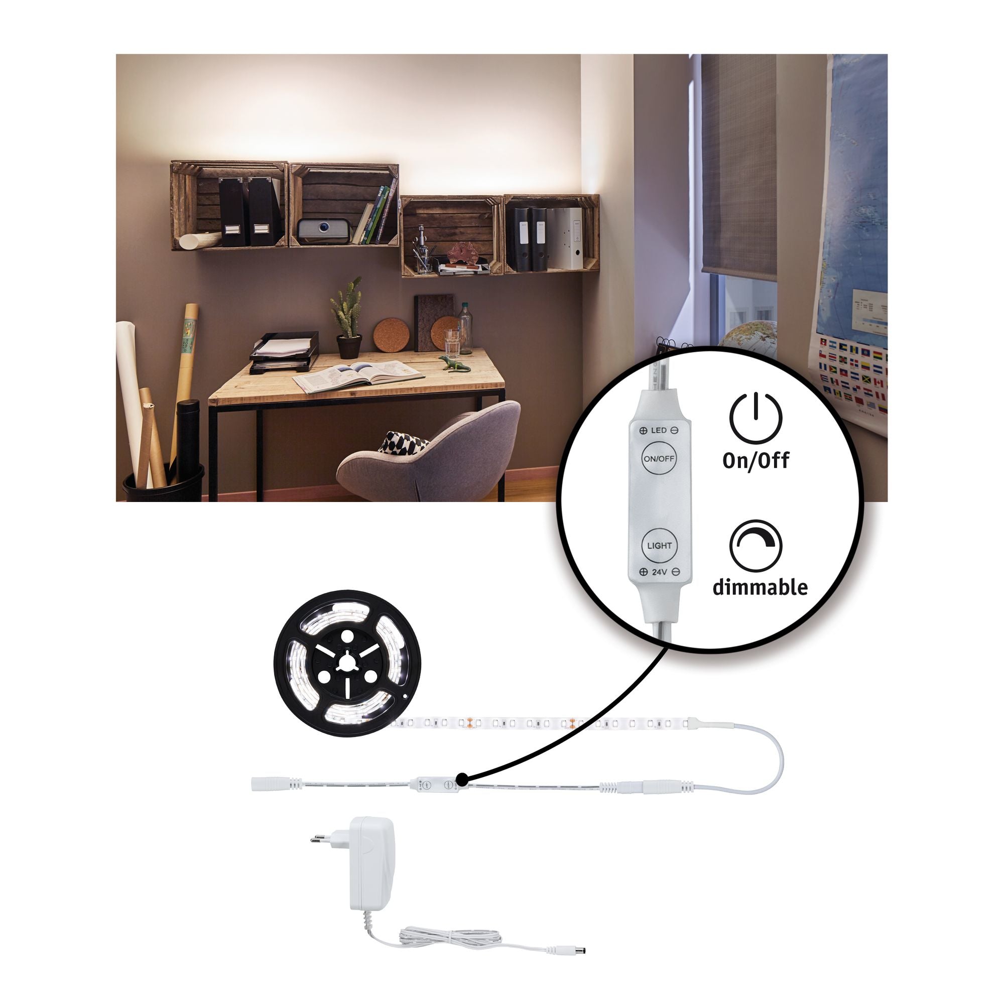 Paulmann LED-Strip – 1,5 m, 1650 lm, 17 W, 4000 K, dimmbar, weiss