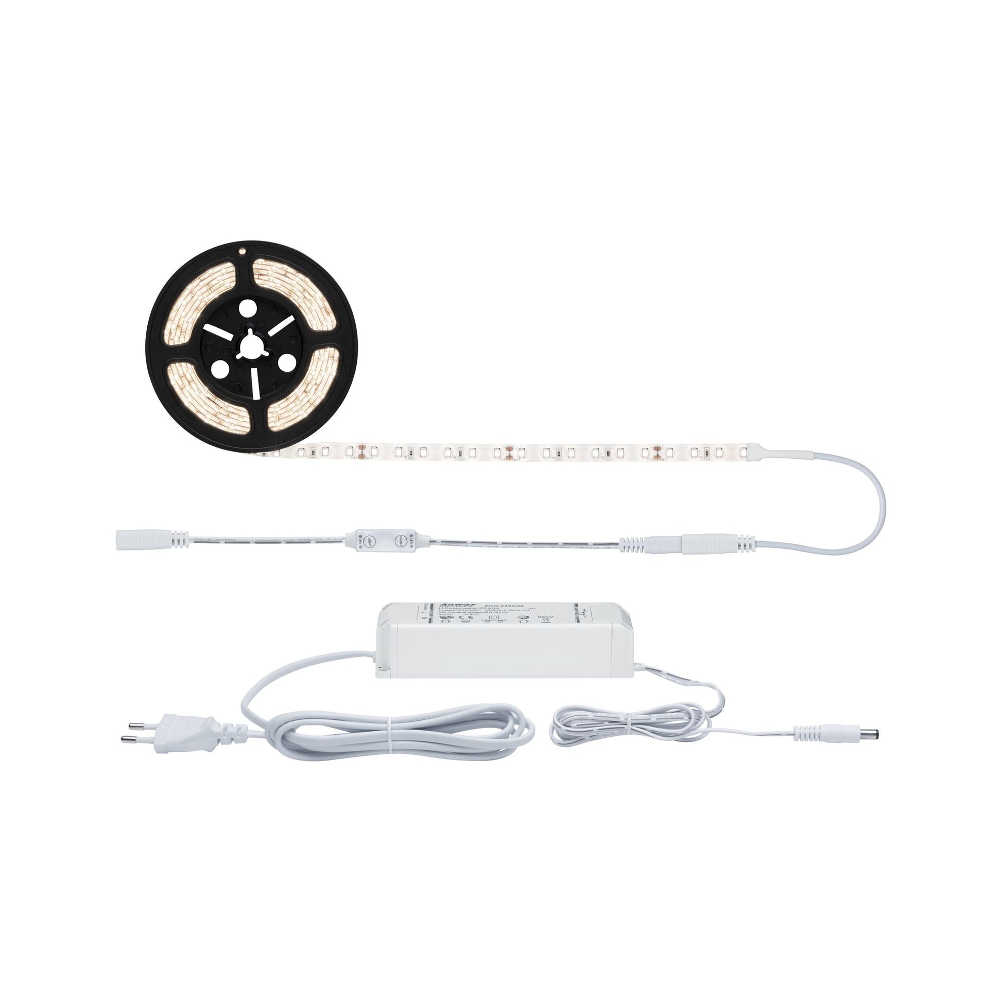 Paulmann LED-Strip – 3 m, 3300 lm, 33 W, 3000 K, dimmbar, weiss, inkl. Netzteil