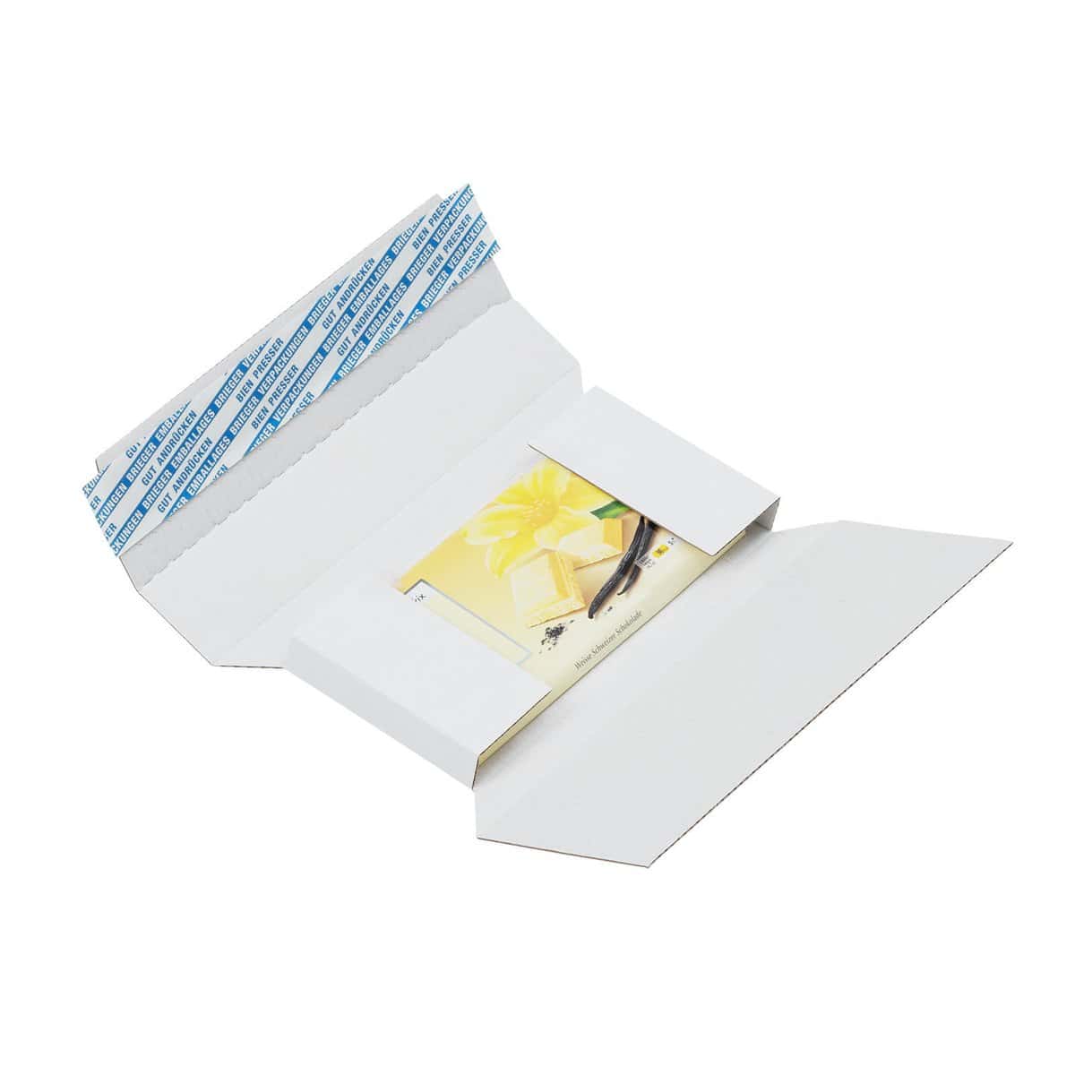 Brieger Karton-Versandtasche – 89 × 162 × 14 mm, selbstklebend, weiss – 1 Stk.