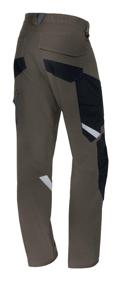 Uvex Cargohose suXXeed craft – Khaki/Schwarz, Polyester/Elastan, 4-Wege-Stretch, Knieschutz, Reflektierend