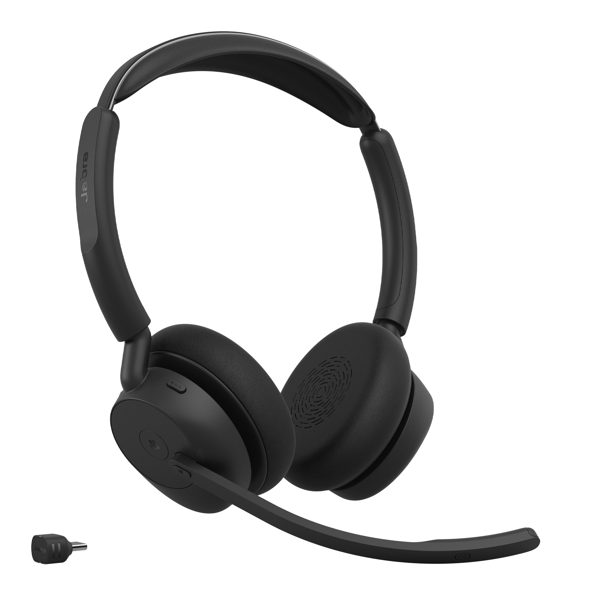 Jabra Evolve3 45 MS Office-Headset – On-Ear, Stereo, BT, MS Teams zertifiziert, mit USB-C-Dongle, Schwarz