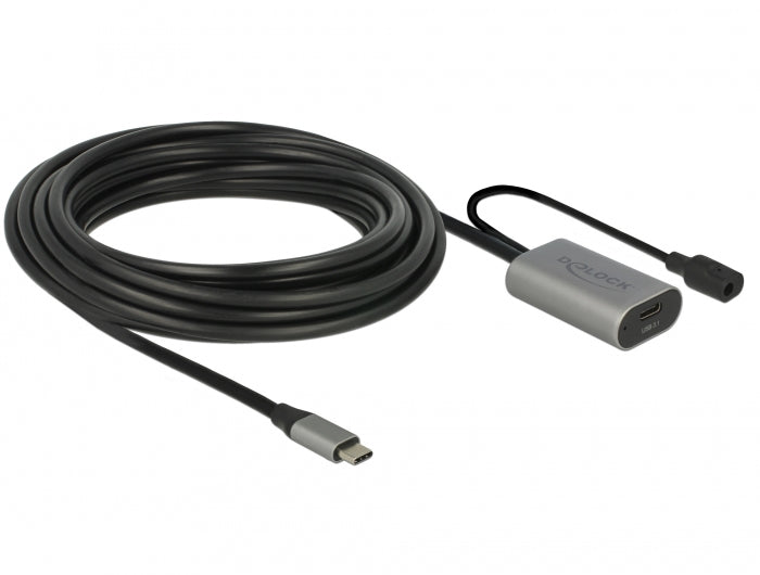 DeLOCK USB-C Verlängerungskabel (Stecker auf Buchse) – USB 3.2 Gen 1 (5 Gbit/s) – 5 m – Aktiv – Schwarz