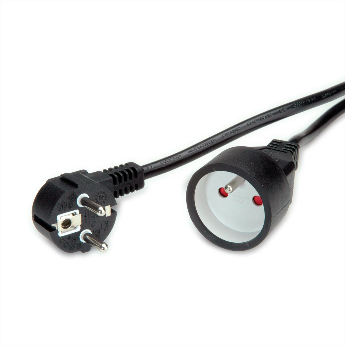 VALUE Verlängerungskabel – Schuko (CEE 7/7) – UTE (CEE 7/5), 3 m, 3×1,5 mm², Schwarz