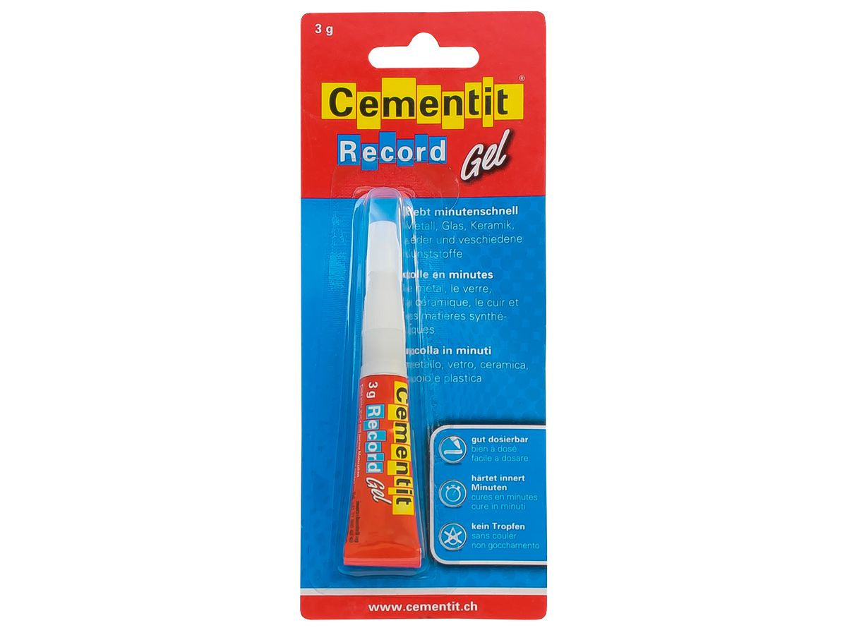 Cementit Record Gel Sekundenkleber – 3 g, für Metall, Holz, Kunststoff