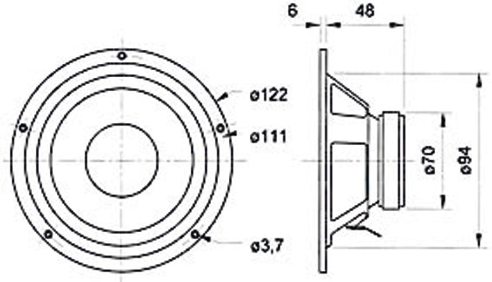 Visaton W 100 S – Tiefmitteltöner – 8 Ω, 30 W – Schwarz