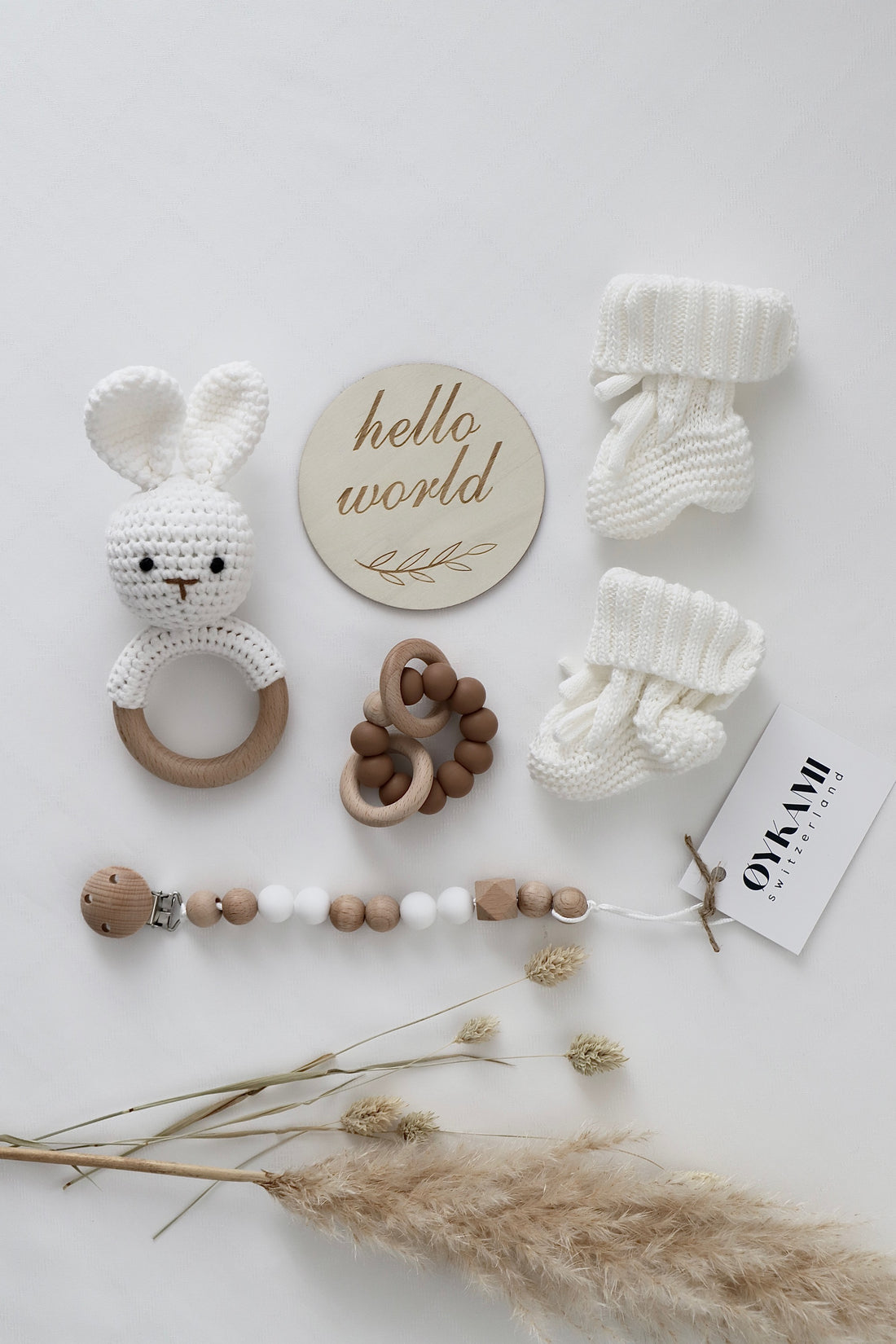 OYKAMI Geschenkbox – Holz, Baumwolle, mehrfarbig