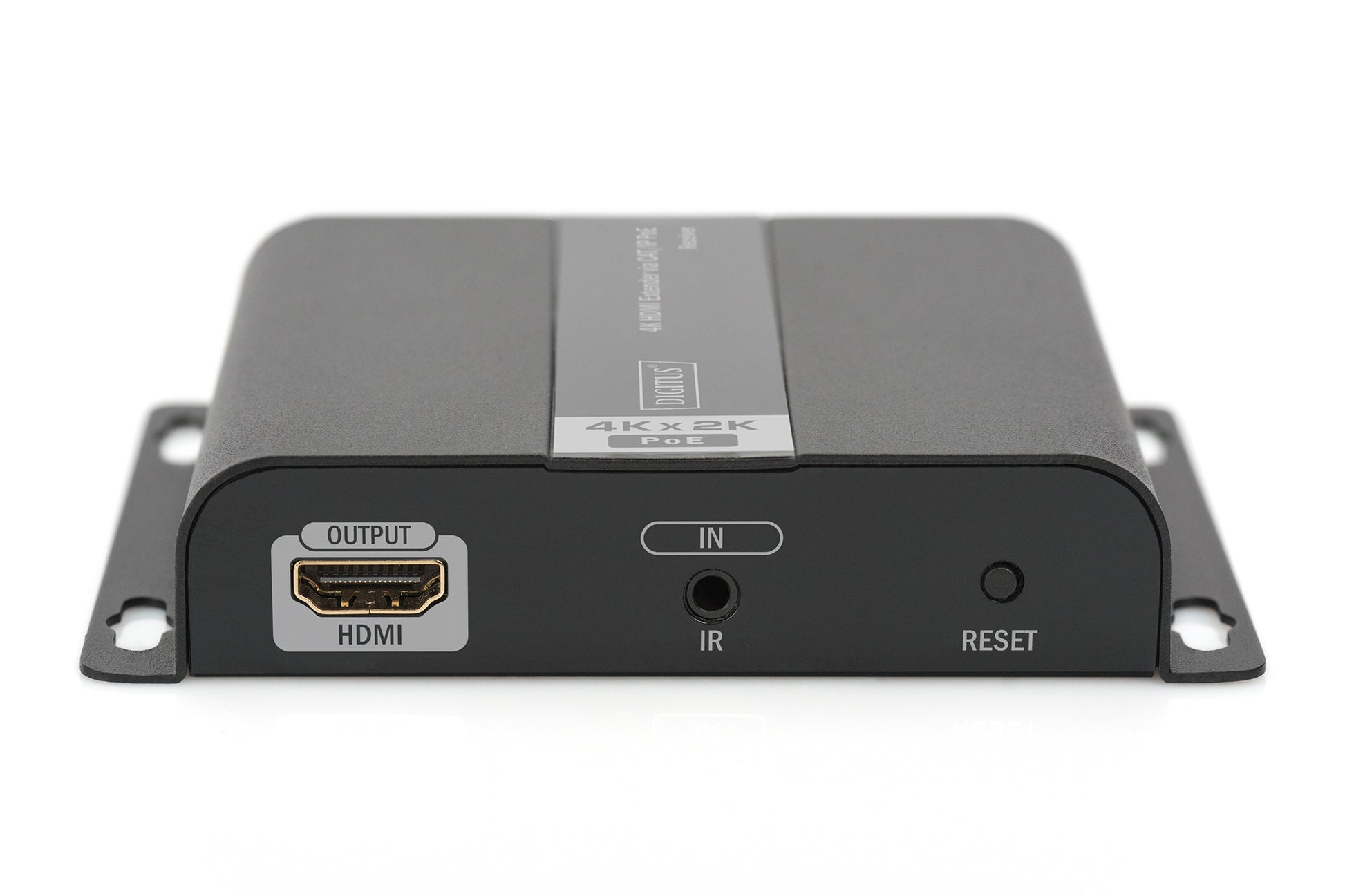 Digitus Empfänger – 4K UHD, PoE, HDMI, RJ-45, 120 m – für HDMI-Extender über CAT/IP – Schwarz, Metall