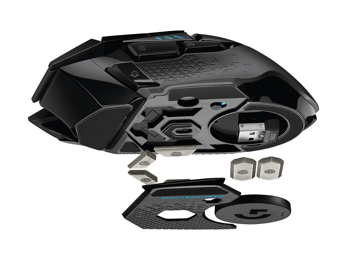 Logitech G G502 LIGHTSPEED – Gaming-Maus – Kabellos (2,4 GHz), 25600 DPI, Rechts, Schwarz
