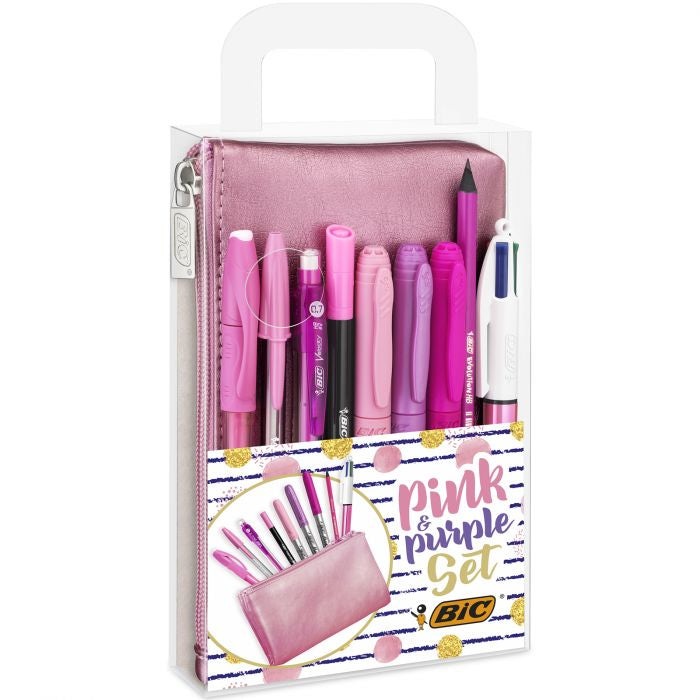 BIC Schlamperetui, gefüllt (9-teilig), pink