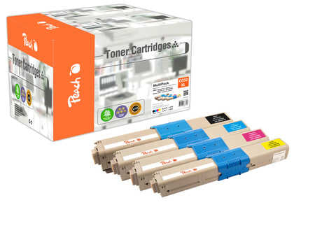 Peach Toner-Multipack 46508712 – BK/C/M/Y, BK 3500, C/M/Y 9000 Seiten – für OKI C332DN, C332DNw, MC363DN und
