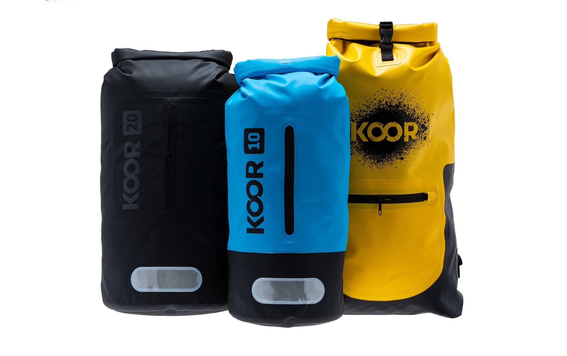 KOOR Sportrucksack Dry Bag – 10 l, wasserfest, reflektierend, PVC – Gelb, 200 × 550 × 200 mm