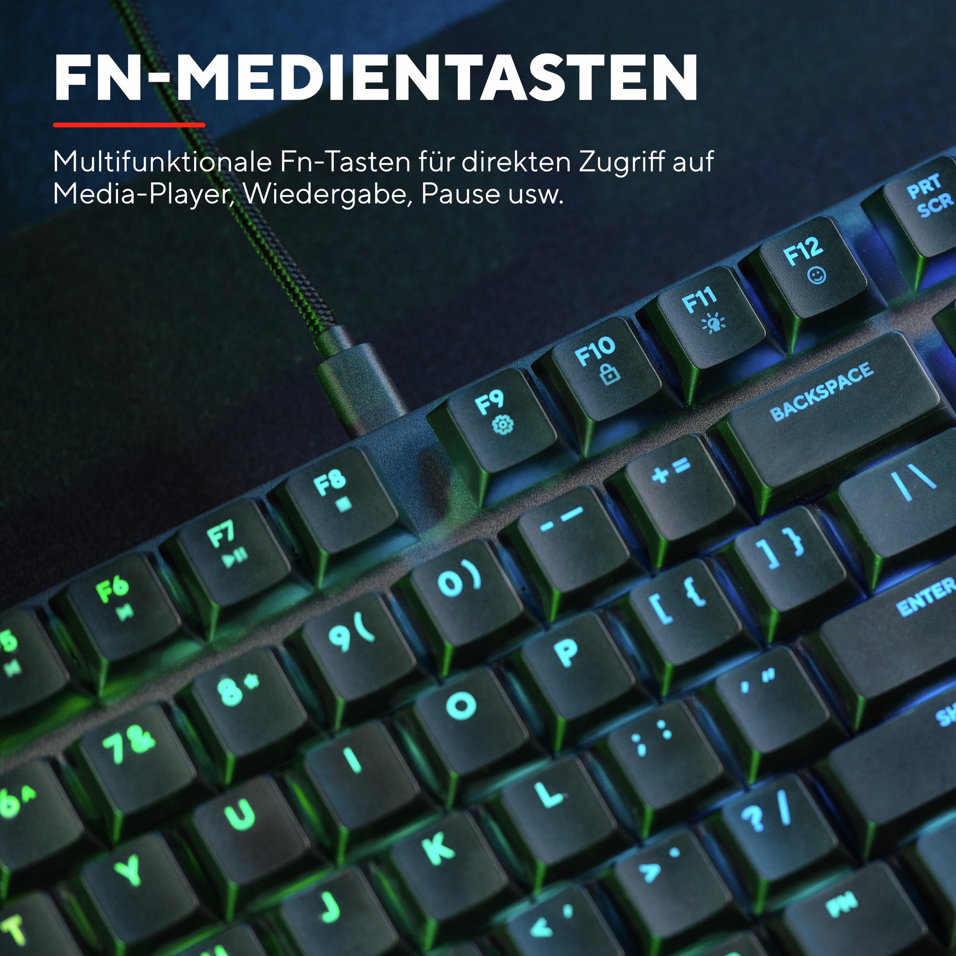 Trust GXT868 Torix – Tastatur, kabelgebunden (USB-A), US-Layout (EN), Fullsize (mit Ziffernblock), mechanisch