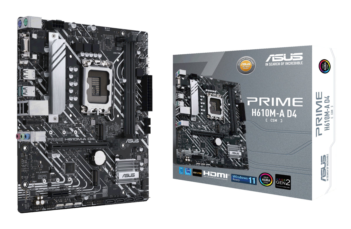 ASUS PRIME H610M-A D4-CSM – Mainboard – LGA 1700, Intel H610, mATX, DDR4 (max. 64 GB)