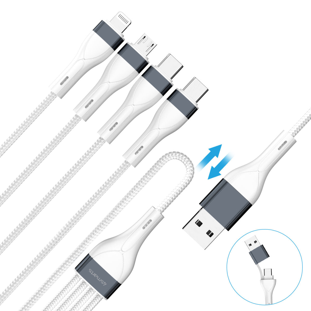 4smarts USB-Kabel, USB-A zu USB-C, 0,25 m, Ladekabel